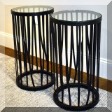 F29. Two Ethan Allen round metal side tables. 24”h x 13”w 